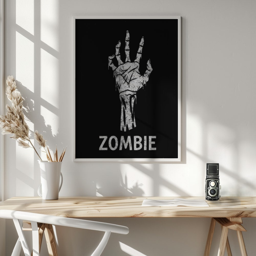 Zombie Reaching Hand Halloween Wall Art Print – Spooky Halloween Poster