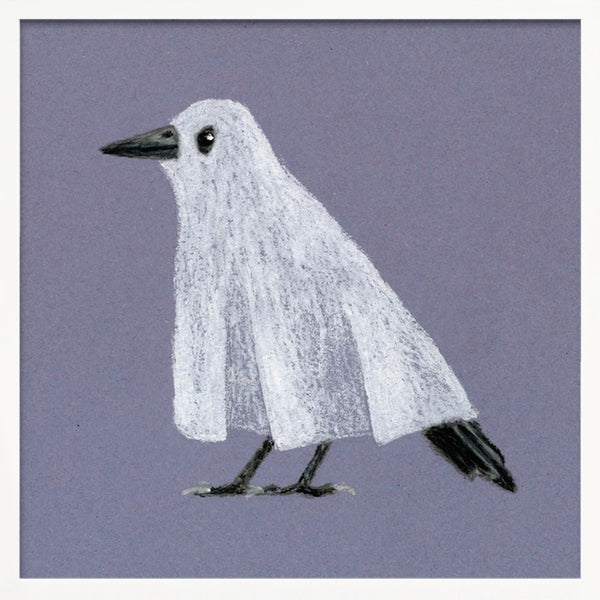 Funny Ghost Bird Halloween Wall Art Print – Cute Kawaii Halloween Poster