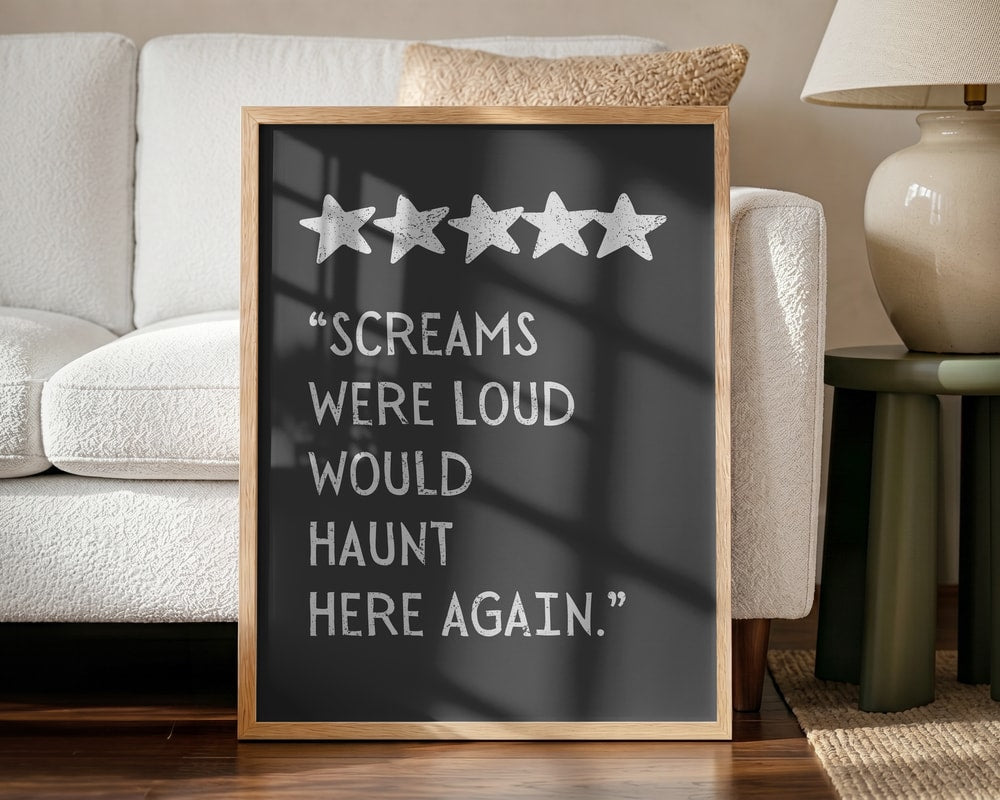 Haunted Five Star Review Halloween Wall Art Print – Funny Halloween Poster