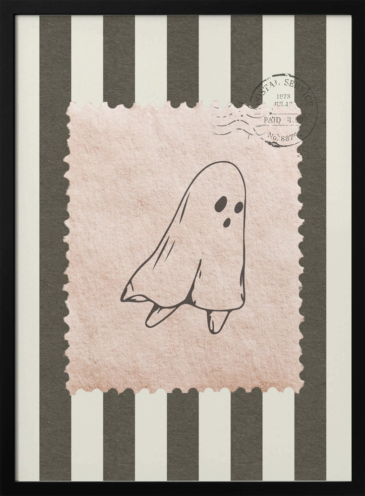 Cute Ghost Stamp Halloween Wall Art Print – Cute Kawaii Halloween Poster