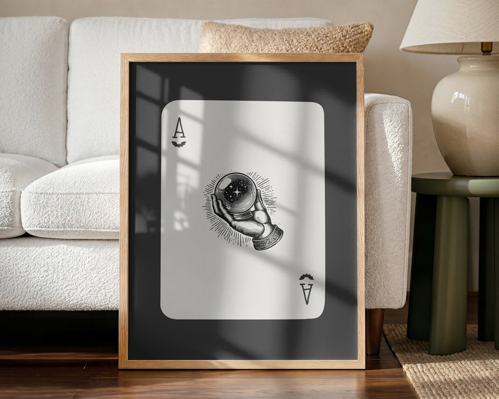 Mystical Crystal Ball Ace Halloween Wall Art Print – Gothic Occult Halloween Poster