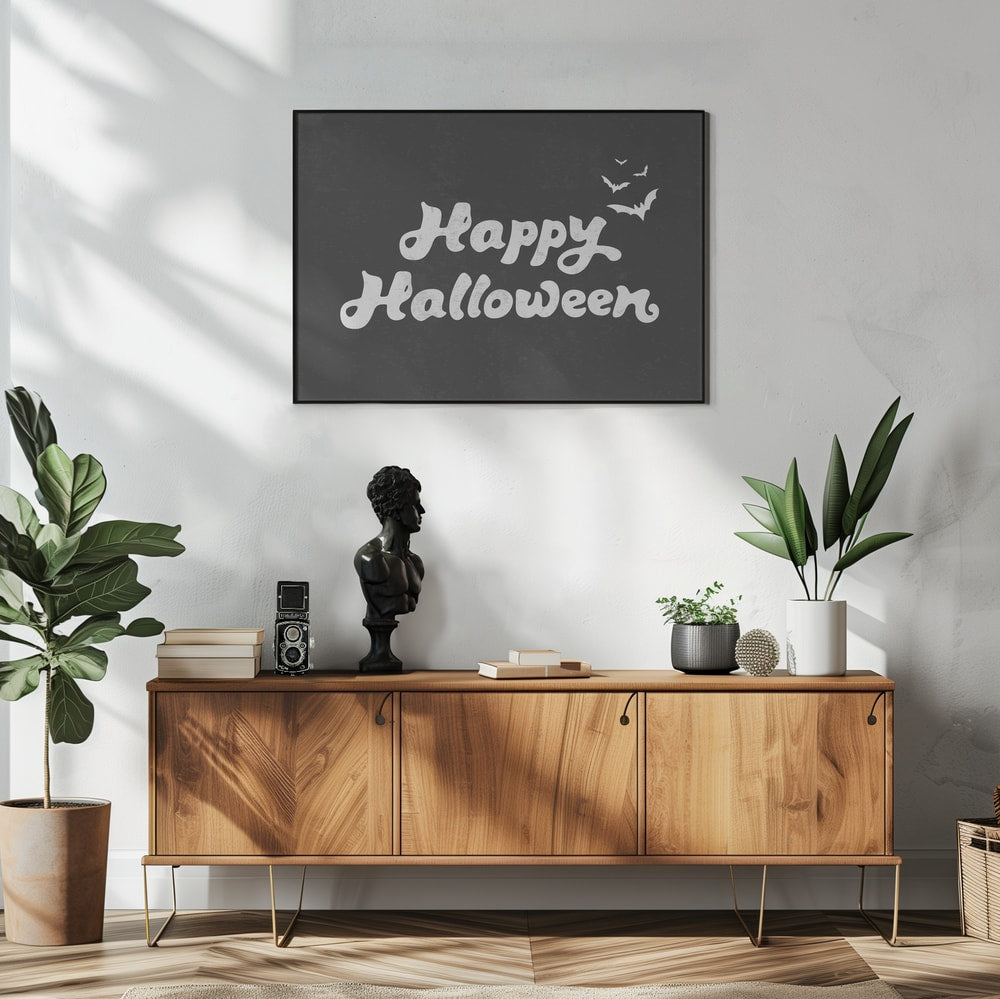 Happy Halloween Bats Halloween Wall Art Print – Spooky Halloween Poster