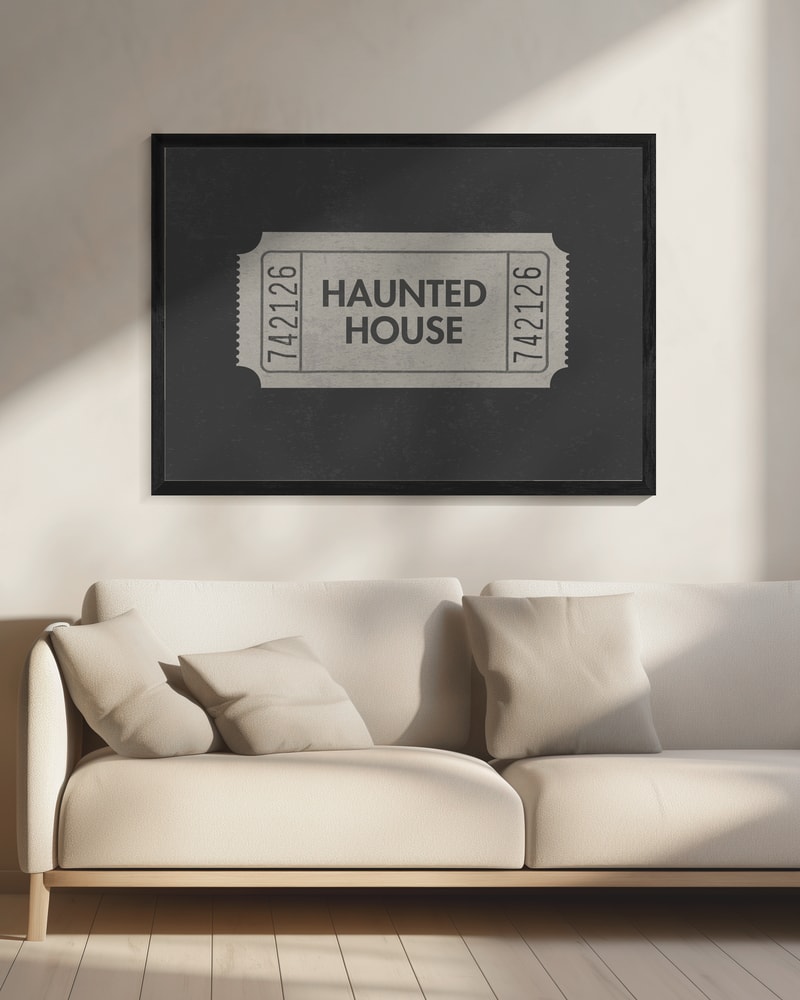 Haunted House Ticket Halloween Wall Art Print – Funny Halloween Poster
