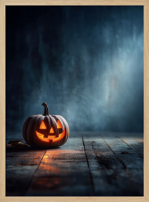 Glowing Jack-O-Lantern Halloween Wall Art Print – Spooky Halloween Poster