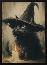 Curious Witch Cat Halloween Wall Art Print – Cute Kawaii Halloween Poster