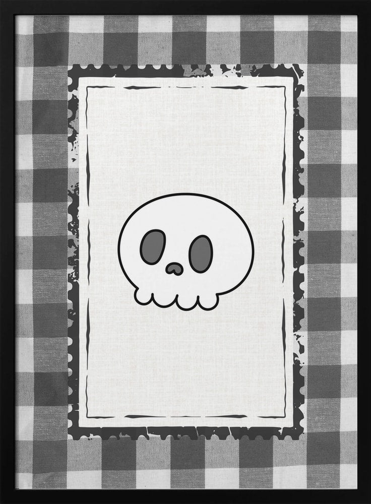 Cute Halloween Skull Halloween Wall Art Print – Cute Kawaii Halloween Poster