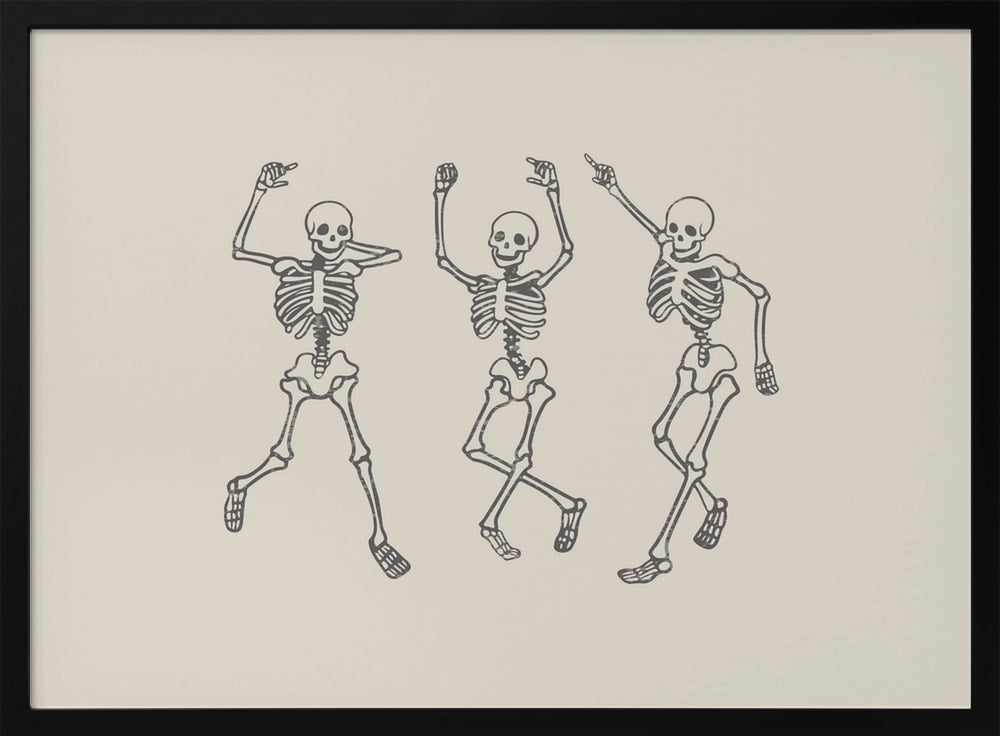 Dancing Skeletons Party Halloween Wall Art Print – Funny Halloween Poster