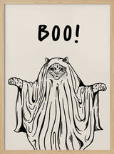 Cute Ghost Cat Halloween Wall Art Print – Cute Kawaii Halloween Poster