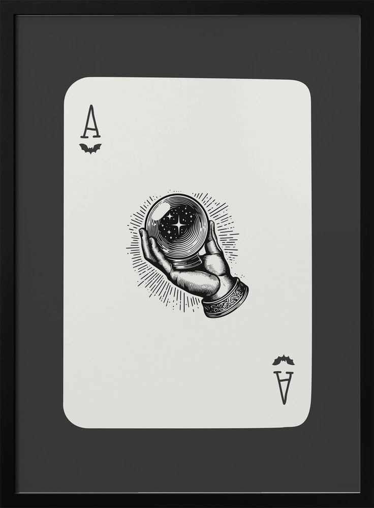 Mystical Crystal Ball Ace Halloween Wall Art Print – Gothic Occult Halloween Poster