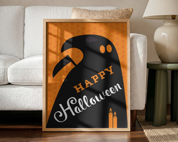 Happy Halloween Ghost Halloween Wall Art Print – Spooky Halloween Poster