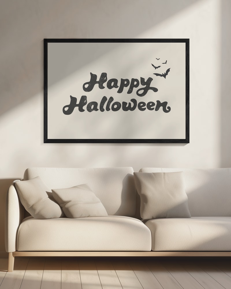 Happy Halloween Bats Halloween Wall Art Print – Spooky Halloween Poster