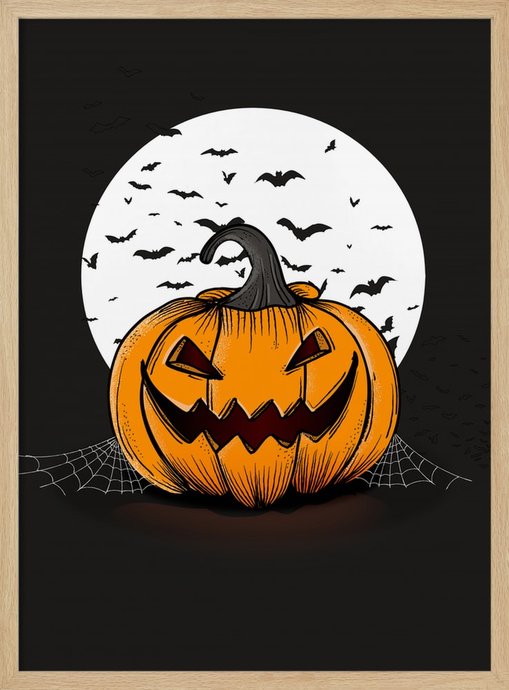 Moonlit Halloween Pumpkin Halloween Wall Art Print – Spooky Halloween Poster