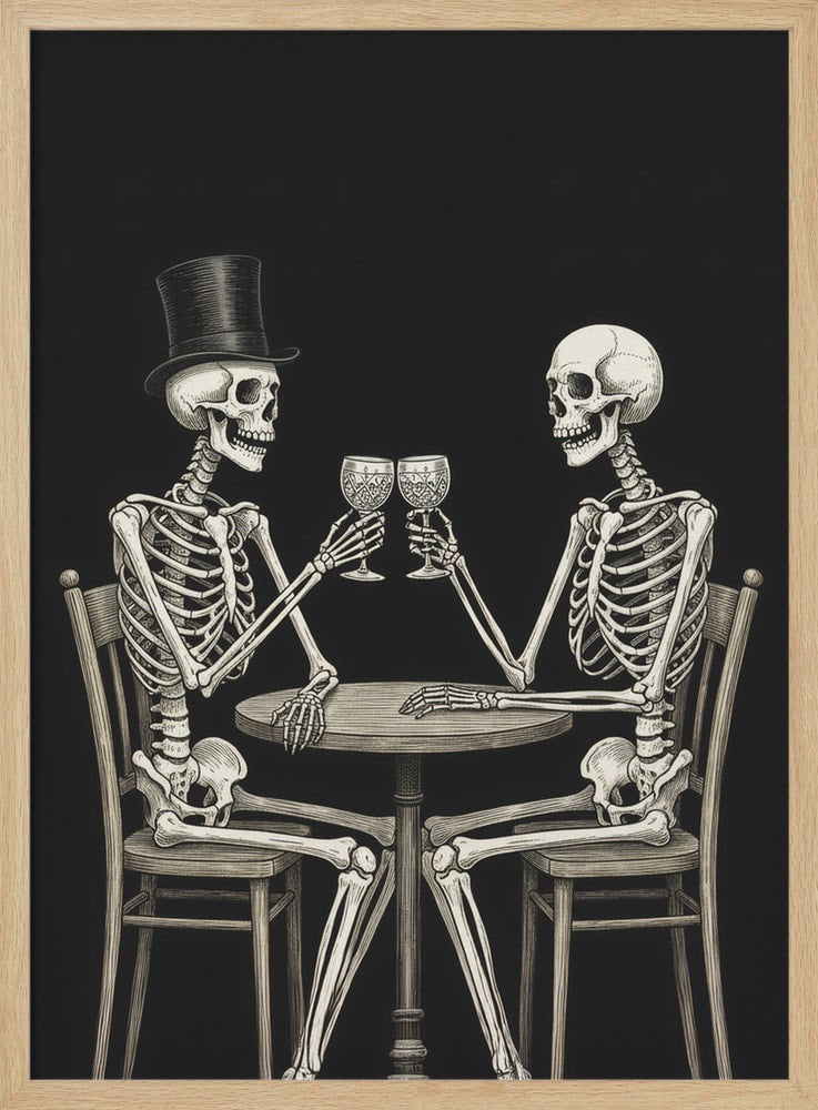 Skeletons Eternal Toast Halloween Wall Art Print – Gothic Skull Halloween Poster
