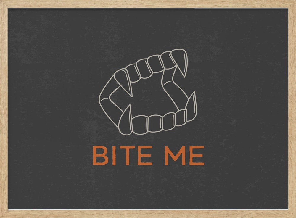 Bite Me Vampire Fangs Halloween Wall Art Print – Funny Halloween Poster