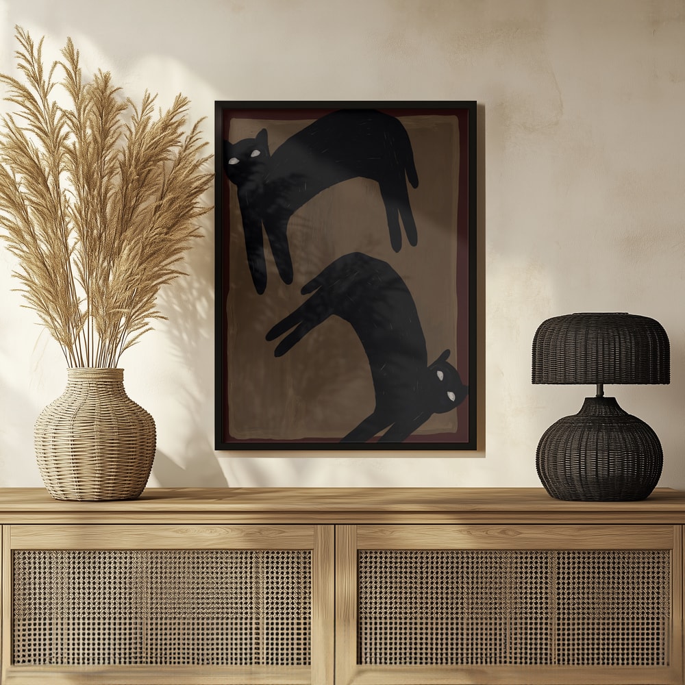 Spooky Black Cats Halloween Wall Art Print – Minimal Halloween Poster