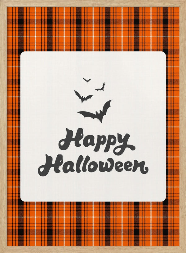 Happy Halloween Plaid Halloween Wall Art Print – Gothic Vintage Halloween Poster