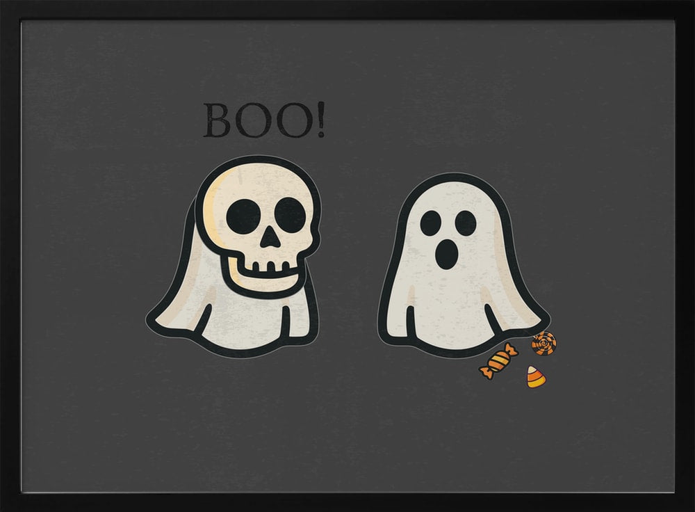 Halloween Ghosts Boo Halloween Wall Art Print – Cute Kawaii Halloween Poster