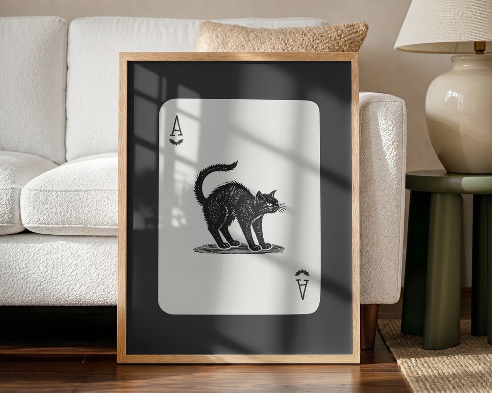 Halloween Ace - Cat Halloween Wall Art Print – Cute Kawaii Halloween Poster