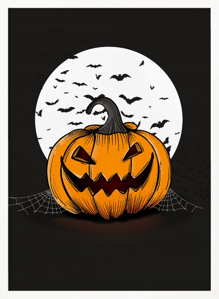 Moonlit Halloween Pumpkin Halloween Wall Art Print – Spooky Halloween Poster