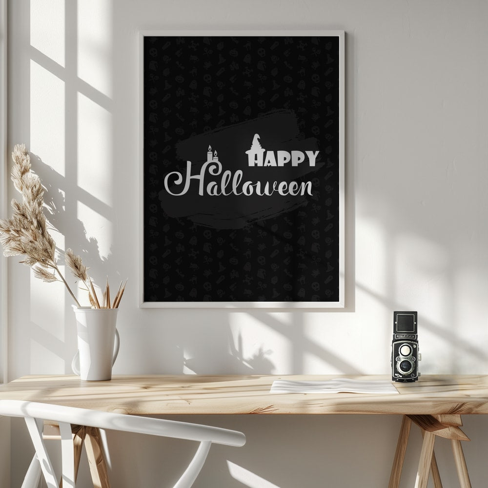 Happy Halloween Greeting Halloween Wall Art Print – Spooky Halloween Poster