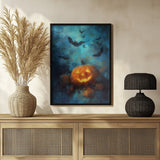 Glowing Pumpkin Halloween Night Halloween Wall Art Print – Spooky Halloween Poster