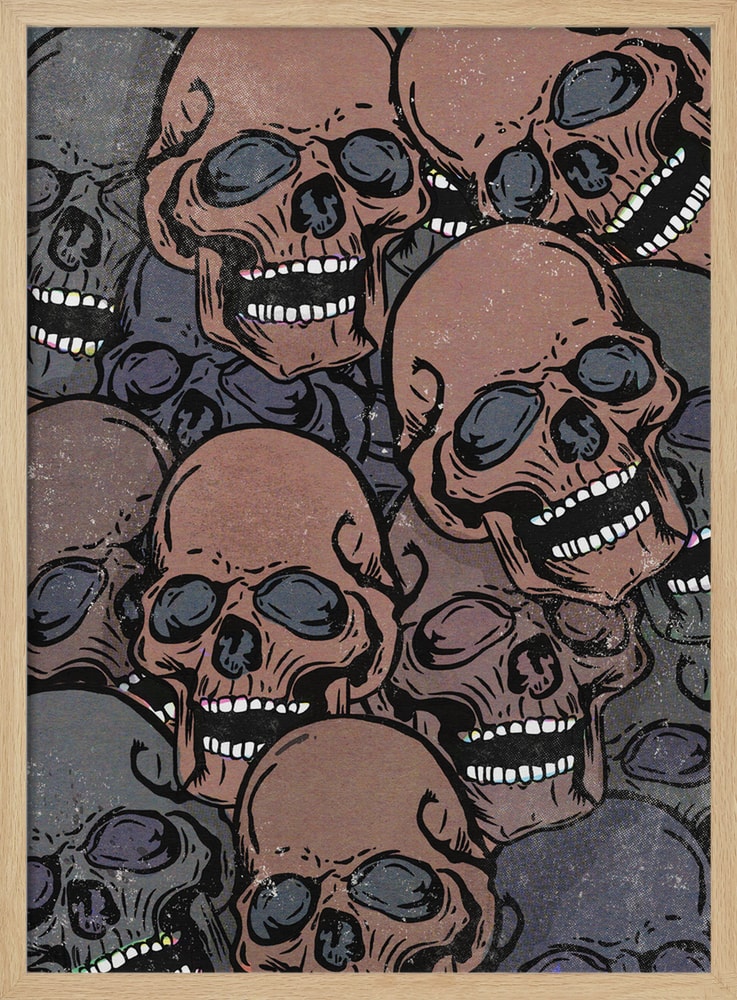 Pile Of Laughing Skulls Halloween Wall Art Print – Gothic Skull Halloween Poster