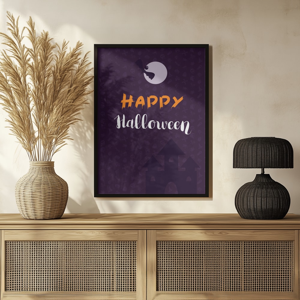 Happy Halloween Night Halloween Wall Art Print – Gothic Vintage Halloween Poster