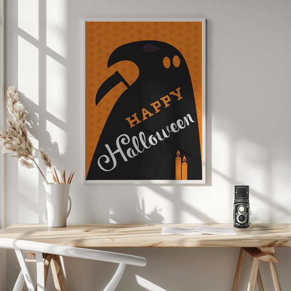 Happy Halloween Ghost Halloween Wall Art Print – Spooky Halloween Poster