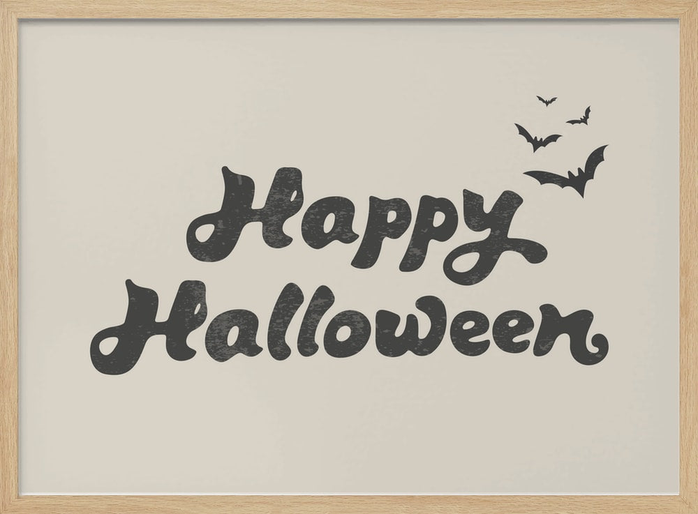 Happy Halloween Bats Halloween Wall Art Print – Spooky Halloween Poster