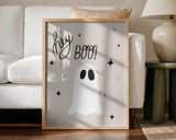 Hey Boo Ghost Halloween Wall Art Print – Cute Kawaii Halloween Poster
