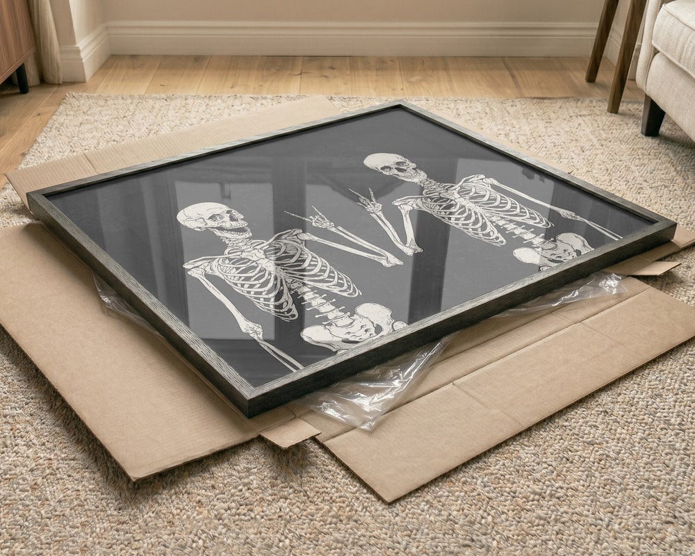 Skeletons Rock Peace Signs Halloween Wall Art Print – Funny Halloween Poster