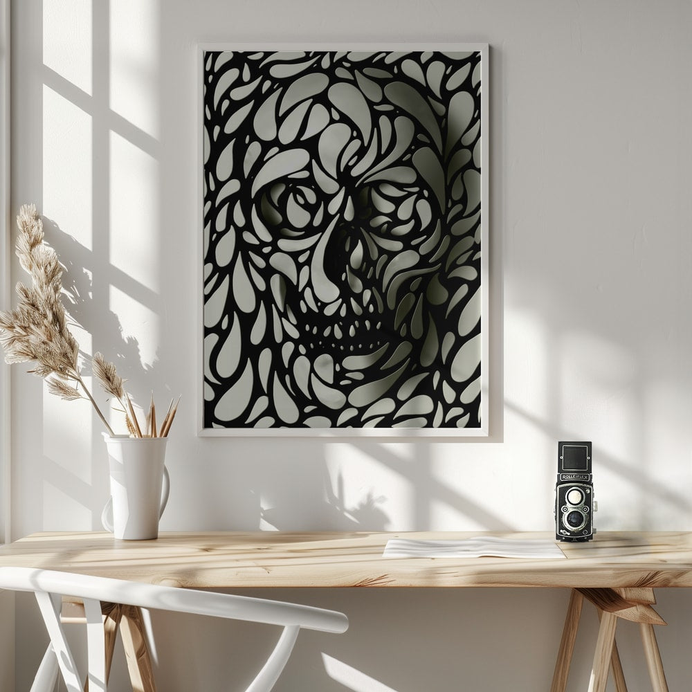 Shadow Skull Forms Halloween Wall Art Print – Minimal Halloween Poster