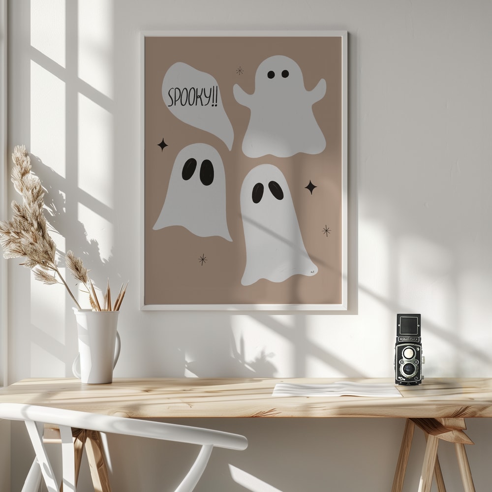 Spooky Cute Ghosts Halloween Wall Art Print – Cute Kawaii Halloween Poster