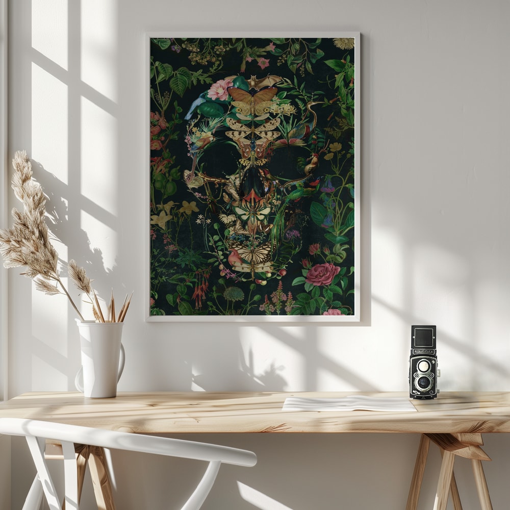 Dark Nature Skull Halloween Wall Art Print – Gothic Skull Halloween Poster