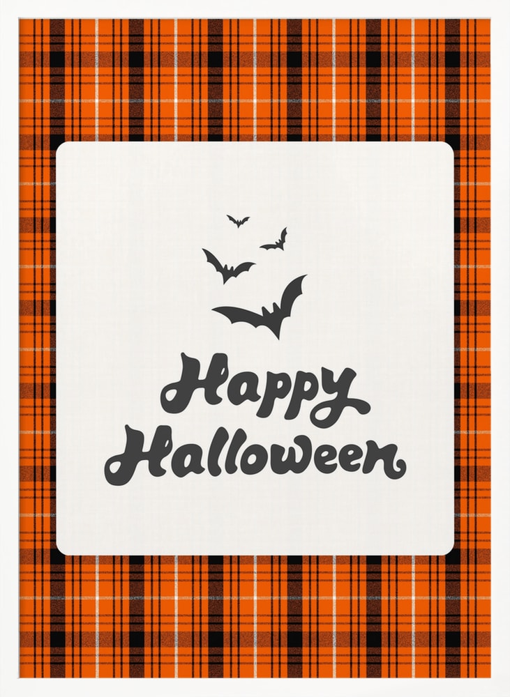 Happy Halloween Plaid Halloween Wall Art Print – Gothic Vintage Halloween Poster
