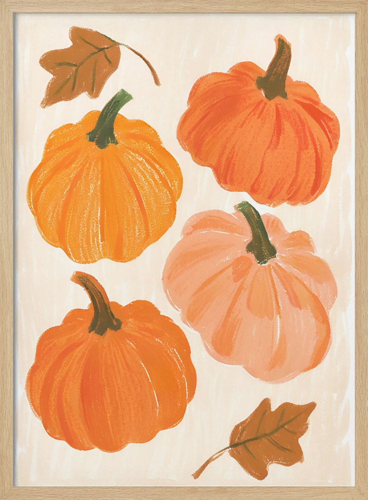 Painted Autumn Pumpkins Halloween Wall Art Print – Spooky Halloween Poster