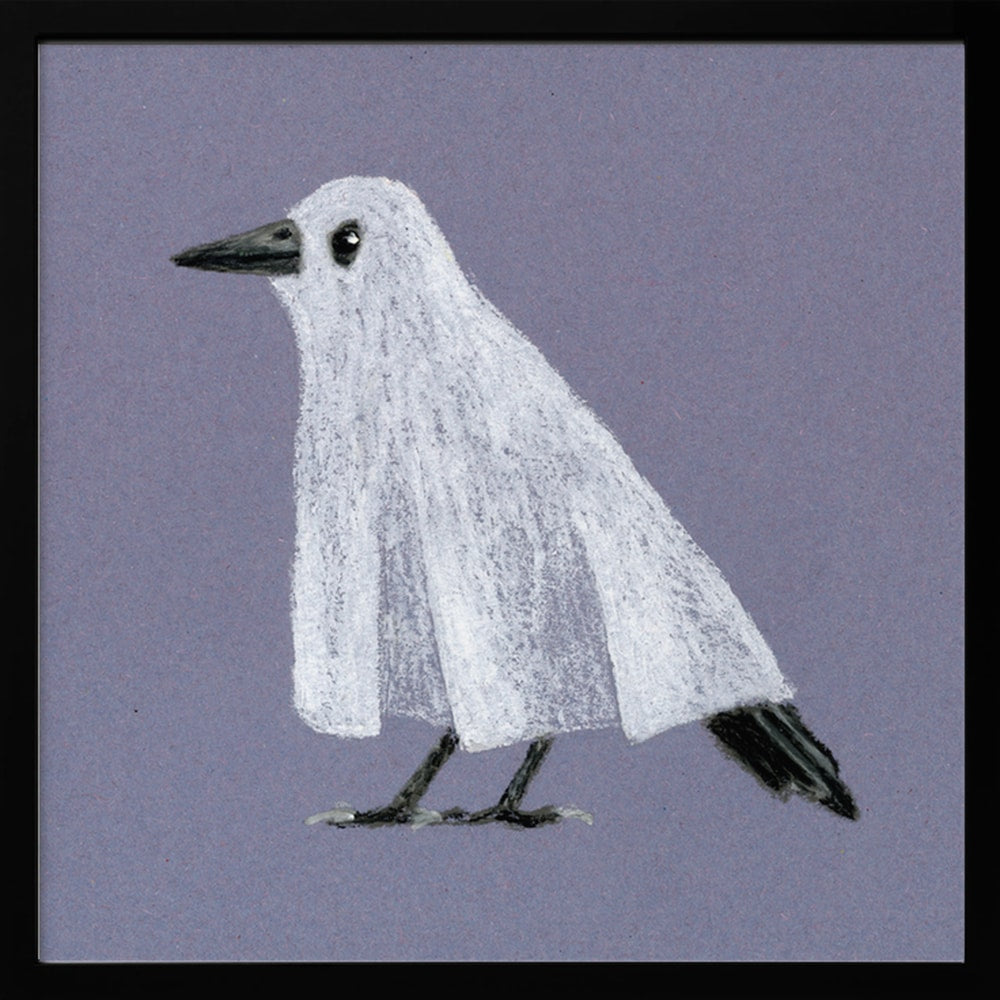 Funny Ghost Bird Halloween Wall Art Print – Cute Kawaii Halloween Poster
