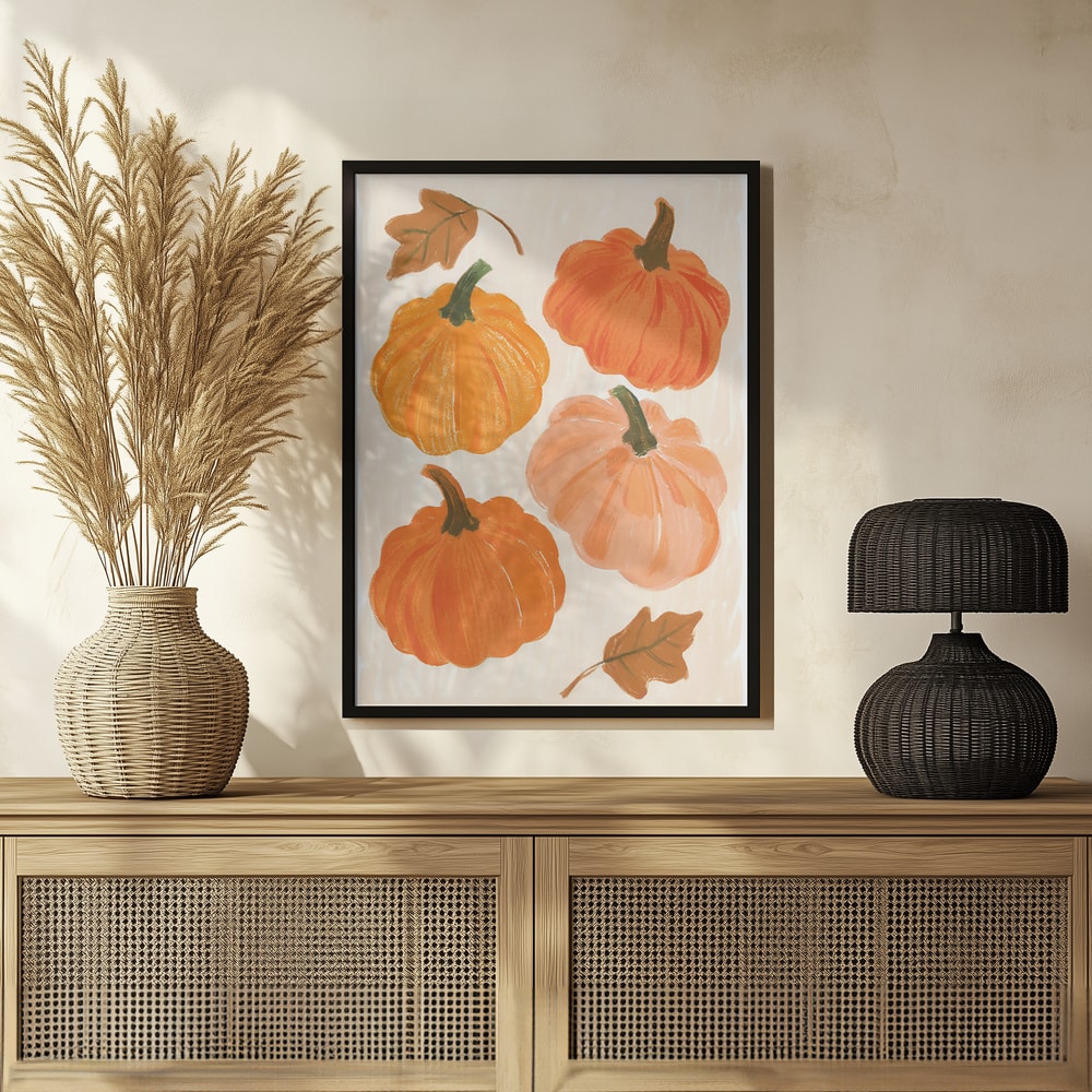 Painted Autumn Pumpkins Halloween Wall Art Print – Spooky Halloween Poster
