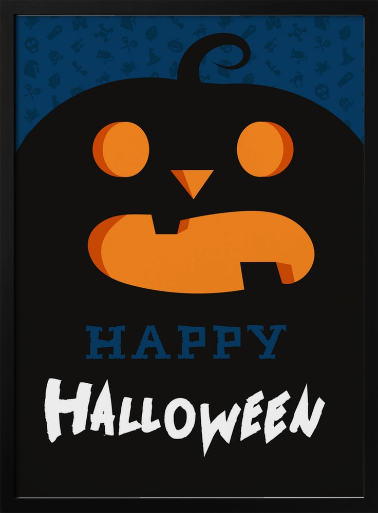 Happy Halloween Jack-O'-Lantern Halloween Wall Art Print – Cute Kawaii Halloween Poster