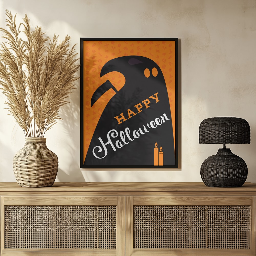 Happy Halloween Ghost Halloween Wall Art Print – Spooky Halloween Poster