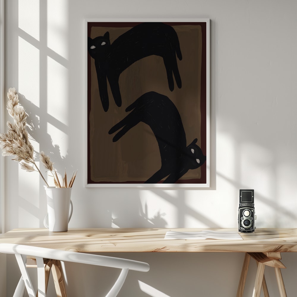 Spooky Black Cats Halloween Wall Art Print – Minimal Halloween Poster
