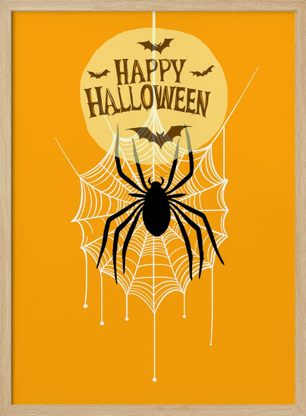 Happy Halloween Spiderweb Halloween Wall Art Print – Spooky Halloween Poster