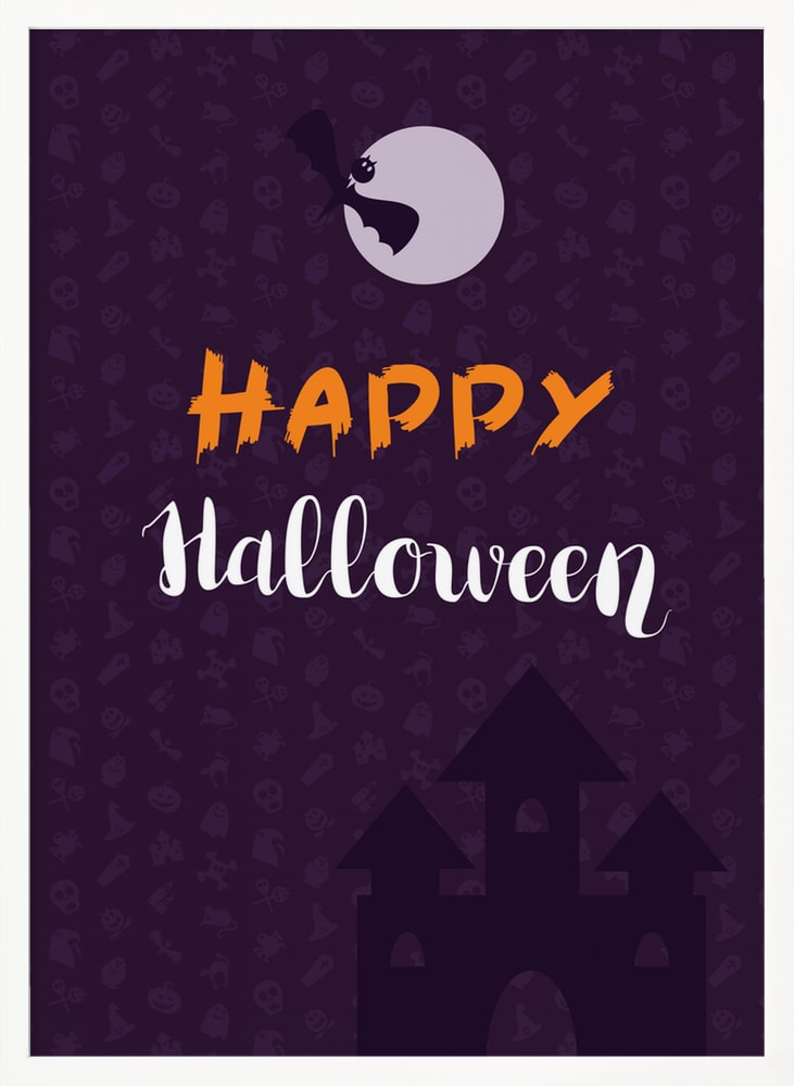 Happy Halloween Night Halloween Wall Art Print – Gothic Vintage Halloween Poster