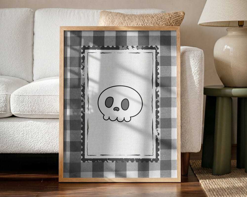 Cute Halloween Skull Halloween Wall Art Print – Cute Kawaii Halloween Poster