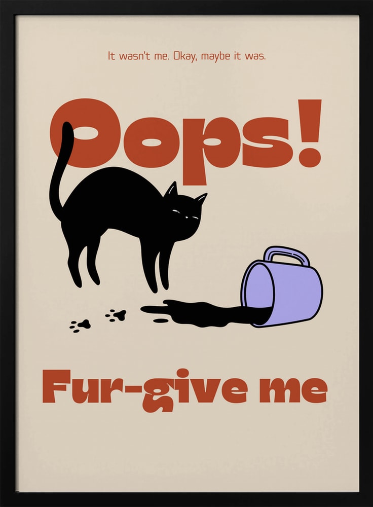 Oops Coffee Cat Halloween Wall Art Print – Funny Halloween Poster