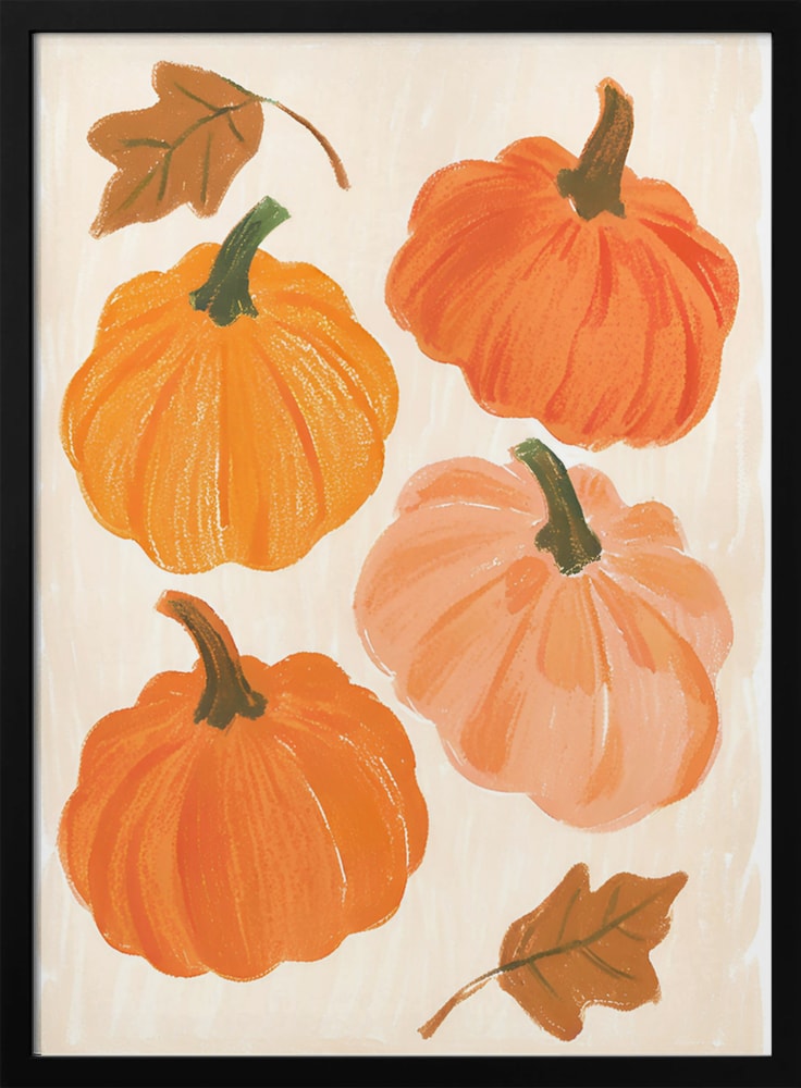 Painted Autumn Pumpkins Halloween Wall Art Print – Spooky Halloween Poster