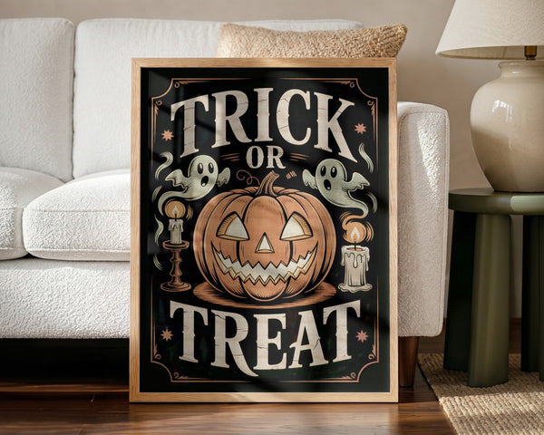 Trick or Treat Halloween Wall Art Print – Spooky Halloween Poster