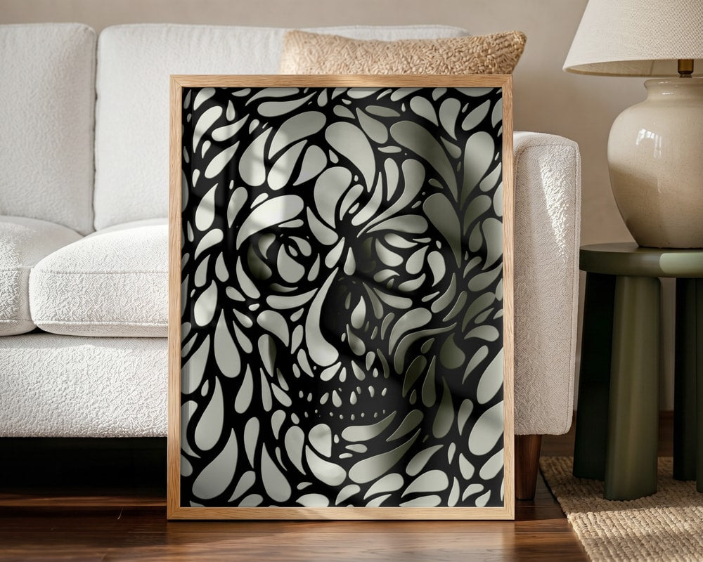 Shadow Skull Forms Halloween Wall Art Print – Minimal Halloween Poster