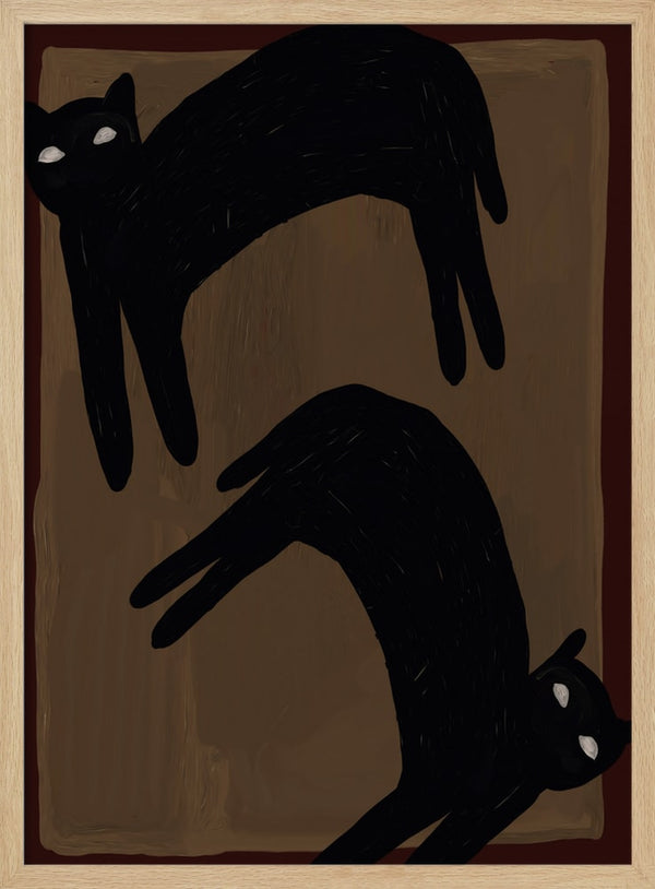 Spooky Black Cats Halloween Wall Art Print – Minimal Halloween Poster