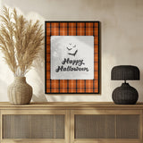 Happy Halloween Plaid Halloween Wall Art Print – Gothic Vintage Halloween Poster